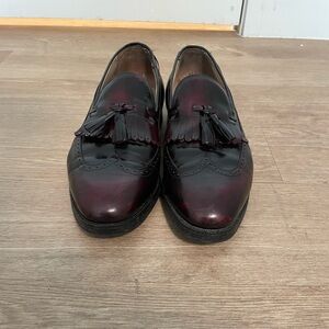 Burgundy Johnston and Murphy kilted loafers, size 10.5